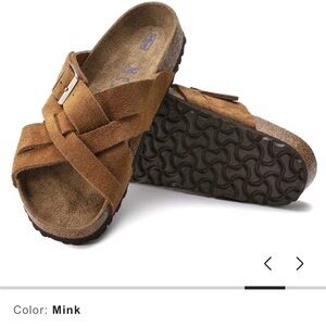 Unisex Suede Cross-Strap Birkenstocks in Mink Suede